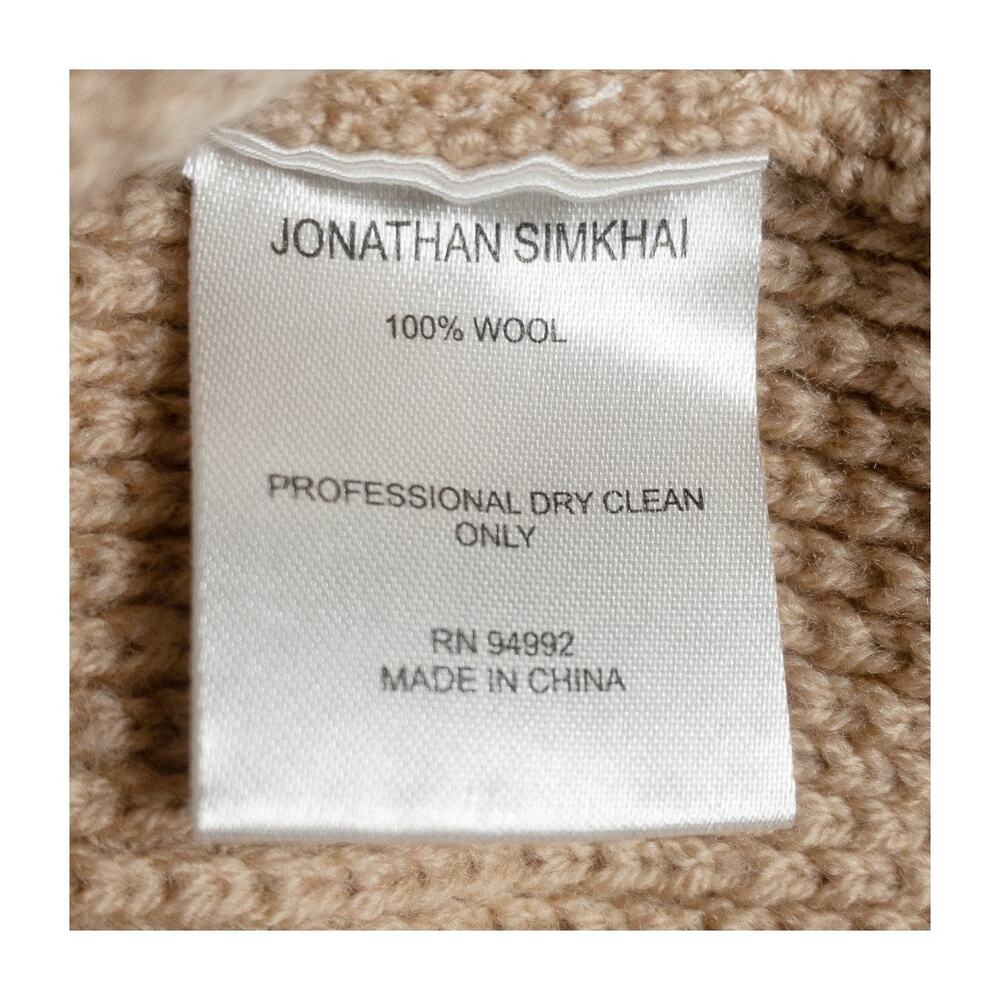Jonathan Simkhai Women 100% Wool Balloon Sleeve Sweater Beige - Picture 6 of 11